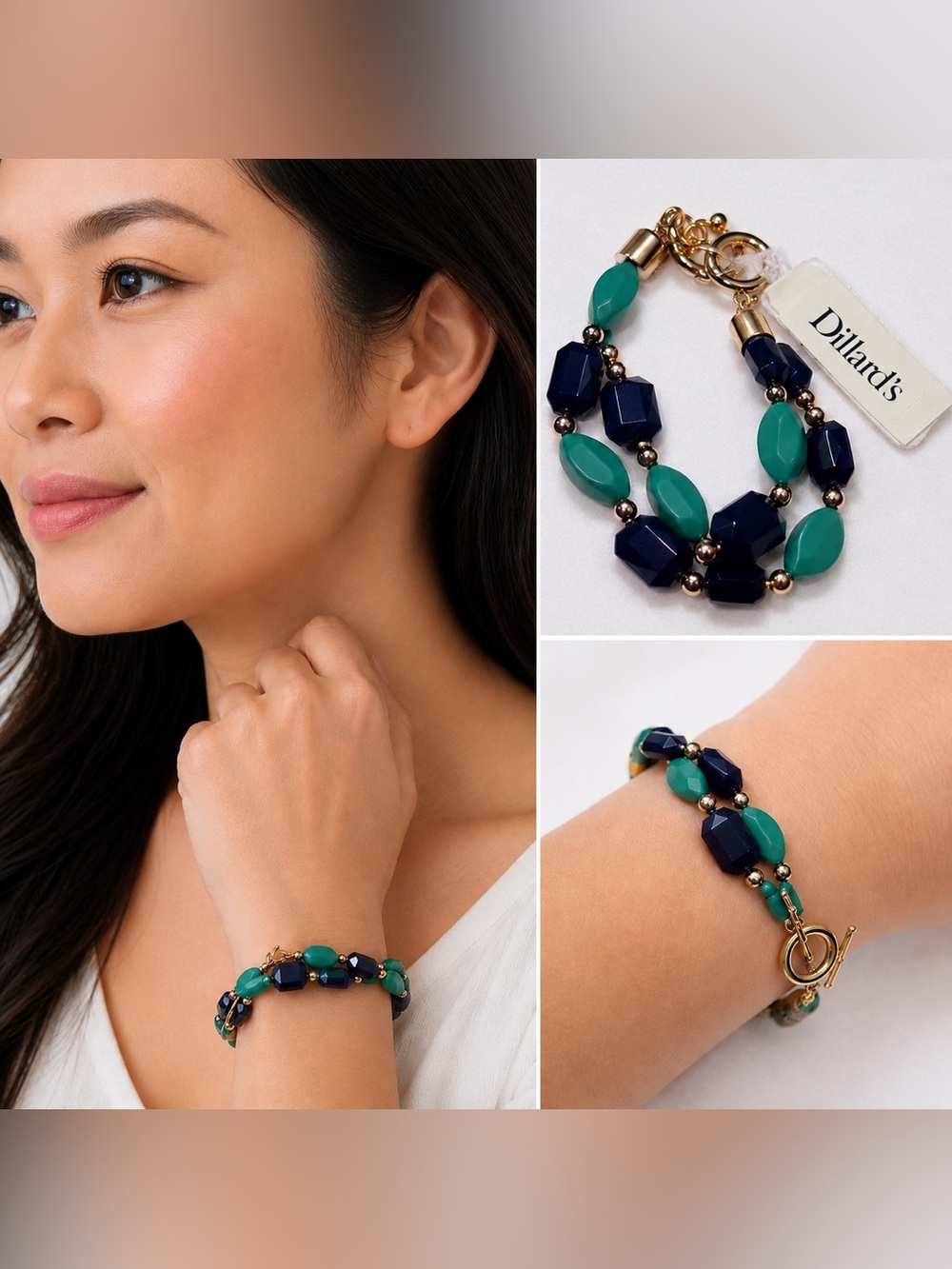 Dillard’s Navy & Turquoise Beaded Bracelet